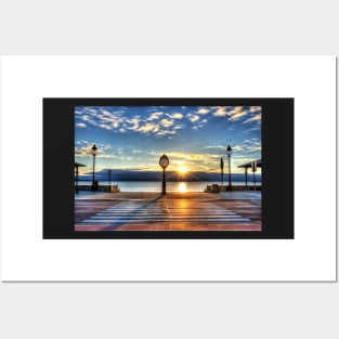 Revere Beach Clock at Sunrise Angled Long Shadow Revere MA Posters and Art